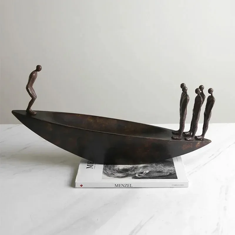 

Abstract Creative Sculpture Balance Figure Art Ornaments Home Room Entrance Study Decorative Multi-Person Seesaw Statue