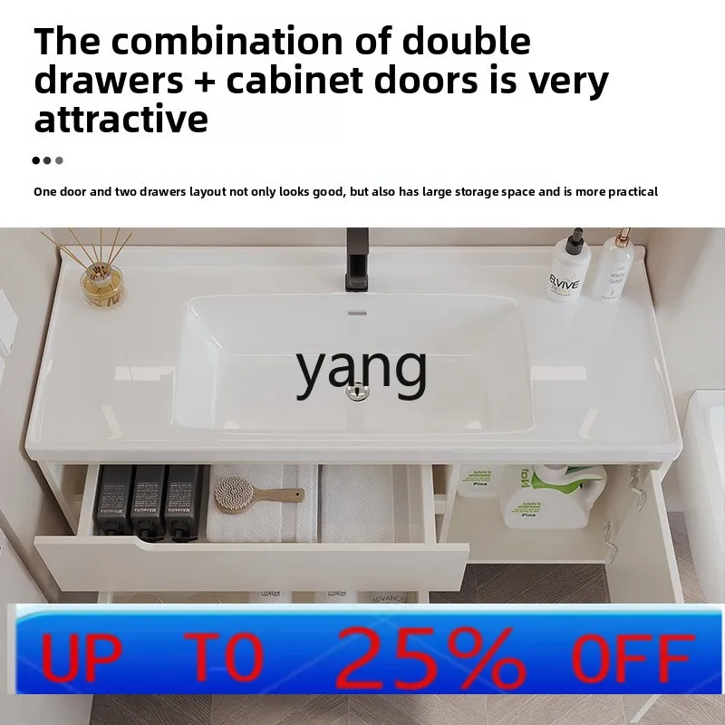 

Lmm Cream Wind Ceramic Integrated Washbasin Combination Toilet Bathroom Cabinet Washstand