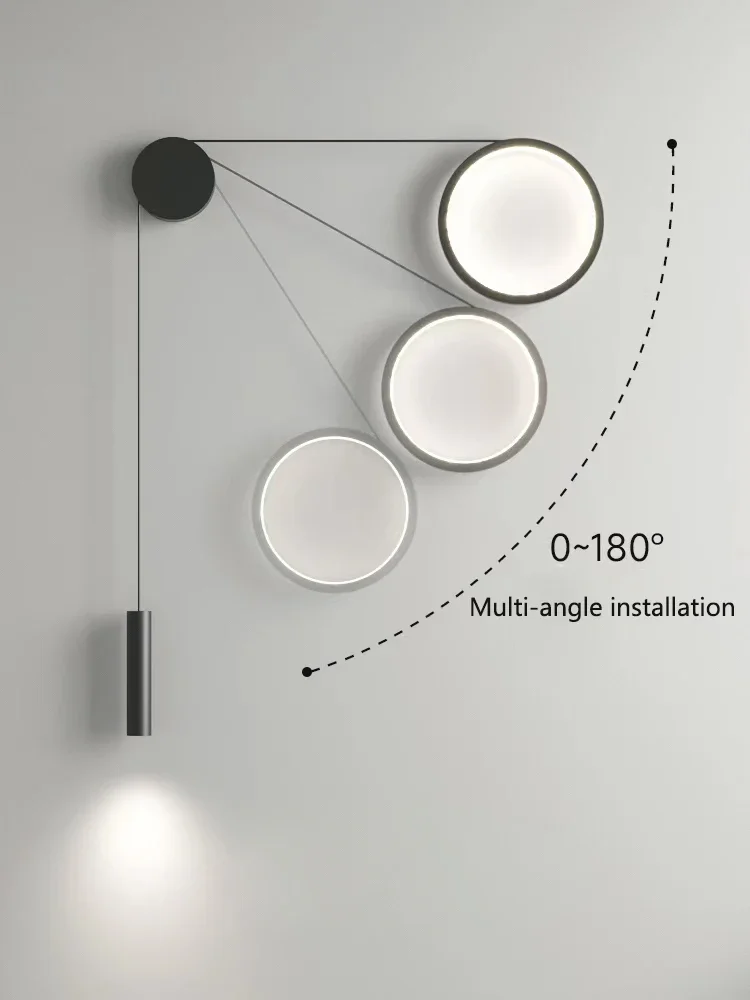 Imagem -04 - Creative Circle Sconce Modern Wall Light Iluminação de Escada e Corredor Home And Room Decor