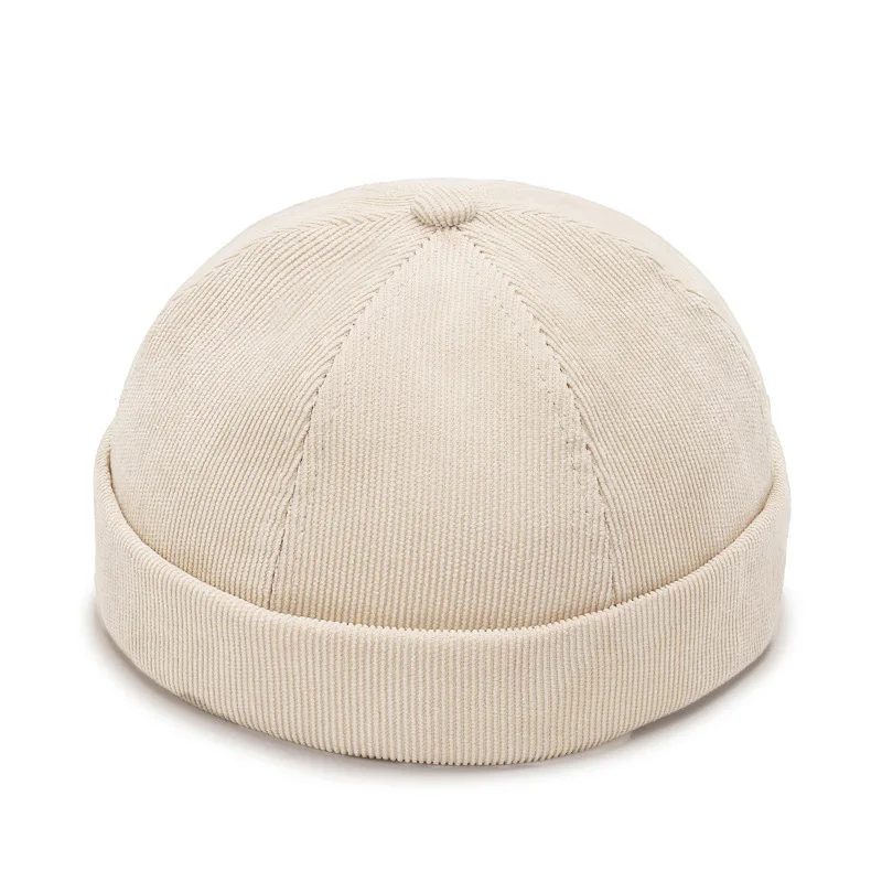 Summer Vintage Cotton Brimless Skull Cap Beanie Hat Portable Hip Hop Hats Men Women Docker Hats Solid Color Dome Hats 2023