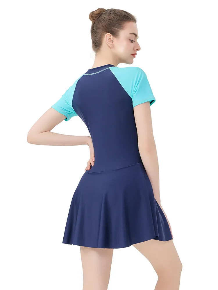 Short Sleeve Plus Size Muslim Swimwear Front Zipper Modest Swimsuit Islamic Swimming Suit For Women Musulman Ensembles L-6XL