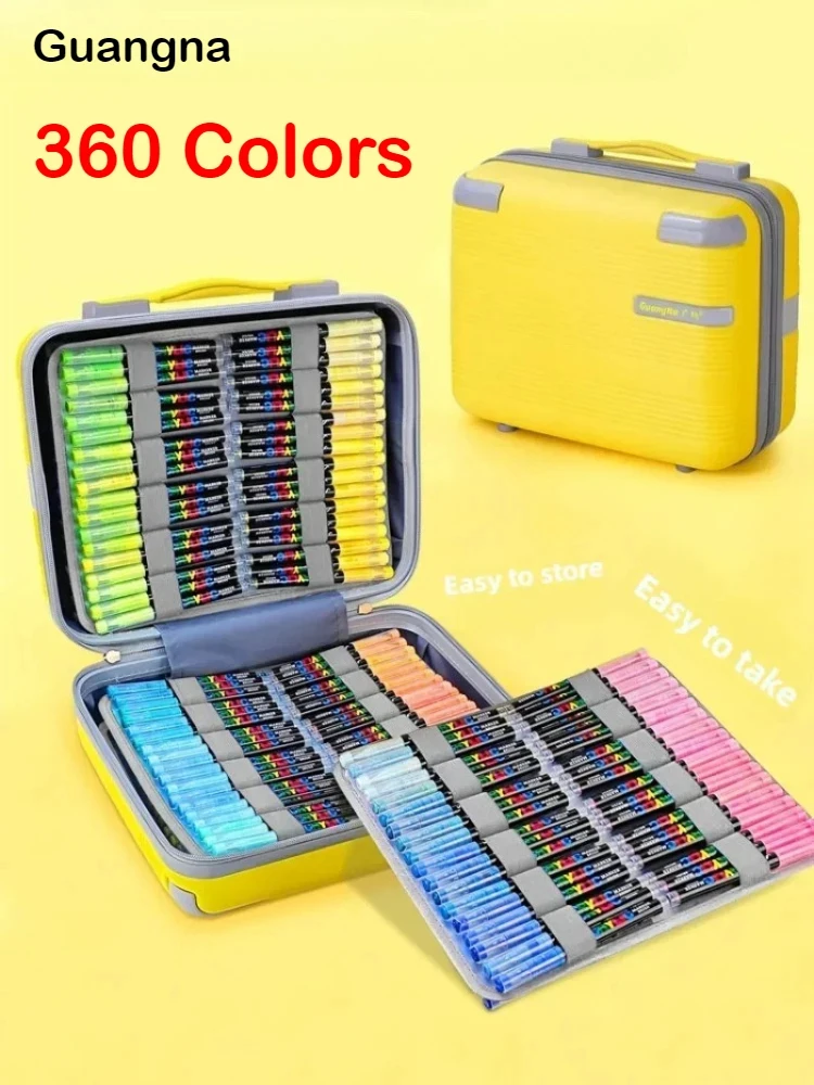 

Guangna 168-360 Colors Direct Liquid Marker Pen Set,DIY Hand Drawn Paint Art Acrylic Paint Pens School Stationery Art Supplies