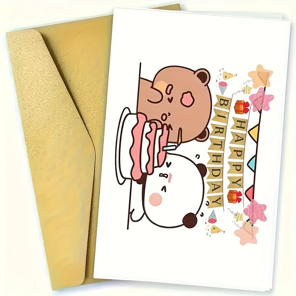 1pc, Cute Birthday Greeting Card with Envelope, Suitable for Son, Daughter, Friend, Partner, Family Member, Birthday.