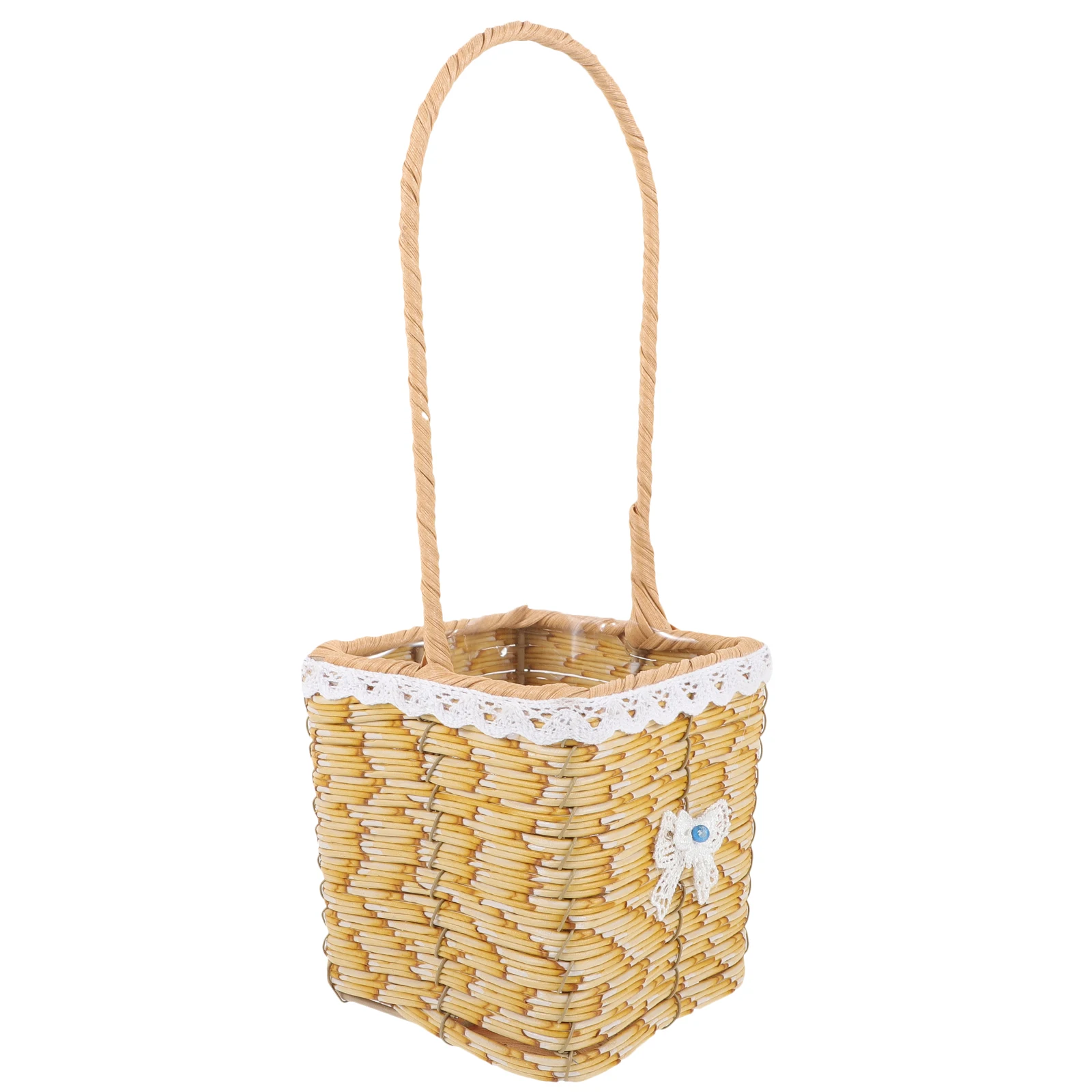 

New Rattan Basket Woven Storage Decorative Flower Basket Portable Handle Home Decor Gift Bridesmaid Tassel