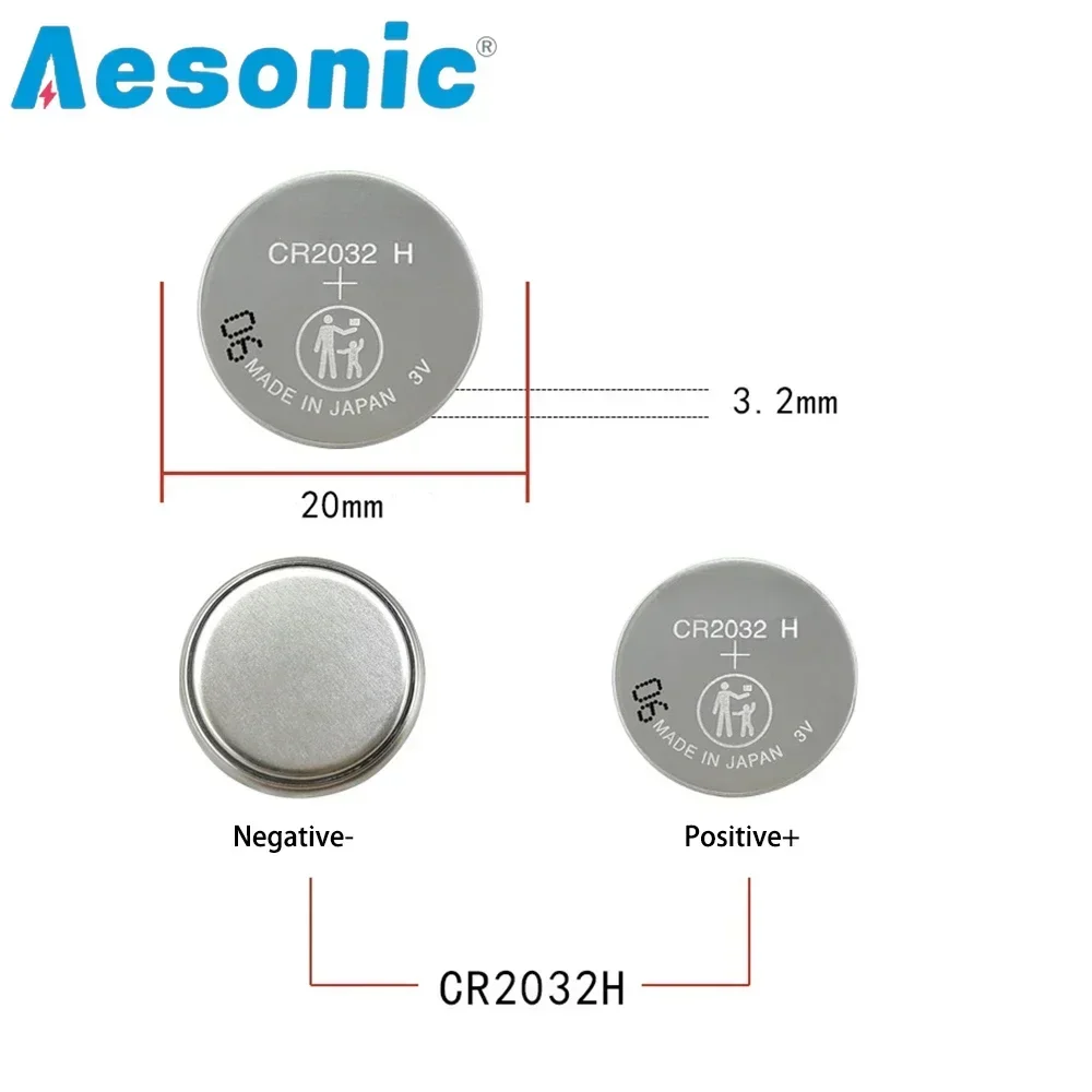 2PCS MaxeII 3V 240mAh CR2032H Button Battery CR2032 High Capacity Batteries for Computer Motherboard Watch Toy Car Remote