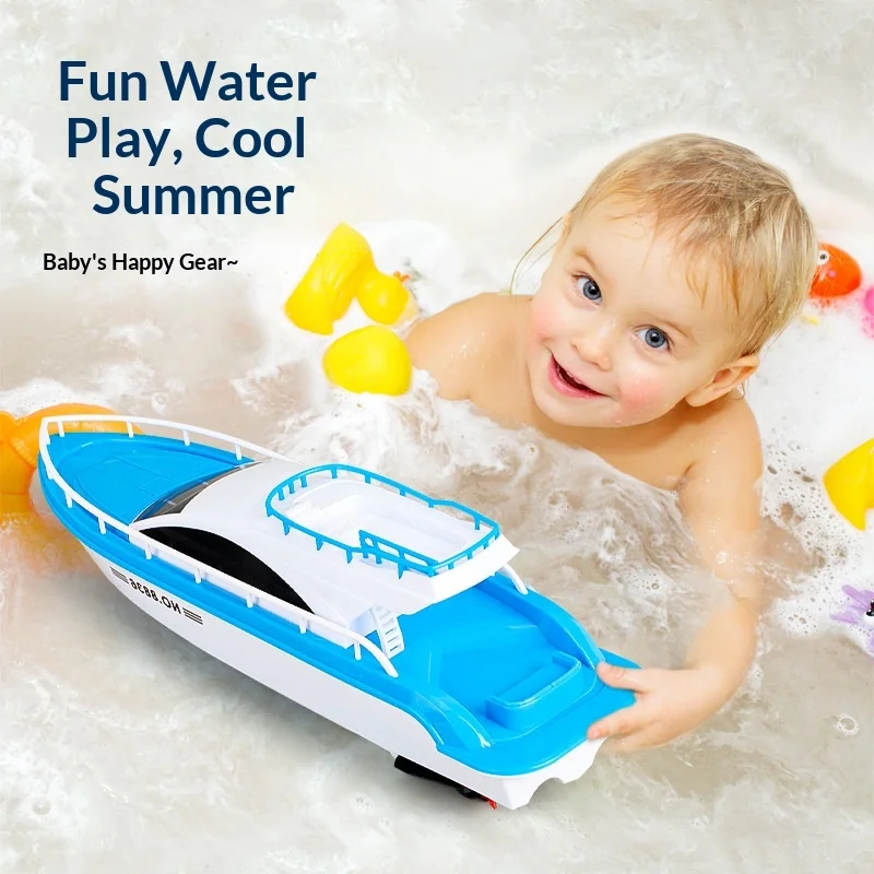 Non-Remote Control Water Boat Toy for Kids Simulation Speedboat Ship Model Bath Floating Toy for Baby Boys