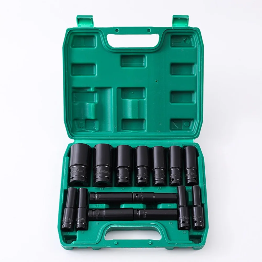 Pneumatic Small Air Cannon Elongated Sleeve 10-piece Set, Electric Wrench Sleeve Head 8-24mm Elongated Inner Hexagon Sleeve