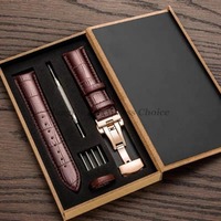 Genuine Leather Strap With Box Watch Band Butterfly Clasp Bracelet 12/14/16/18mm 20mm 21mm 22mm 24mm Wristband Watch Accessories
