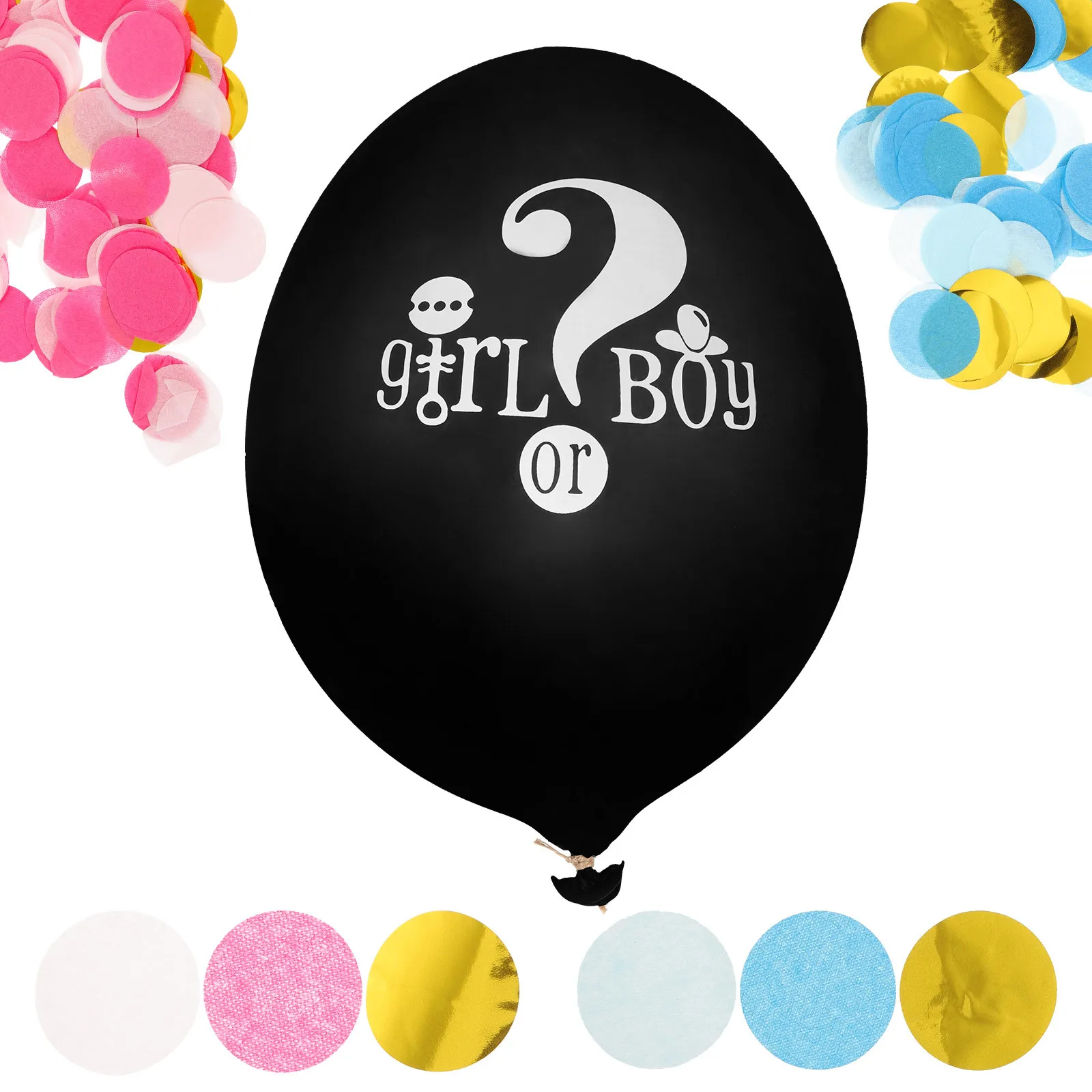 

1Set Gender Reveal Balloons Premium Latex Boy Or Girl Confetti Filled Party Decorations for Baby Shower Reveal Backdrop Prop