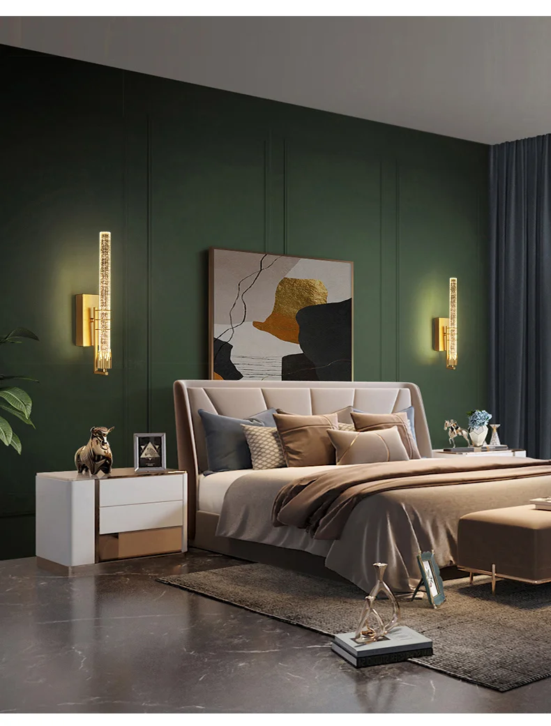 Modern Bubble Crystal Wall Lamps Indoor Lighting For Living Room Bedroom Study Background Wall Sconces Light