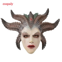 A Game Diablo IV Lilith Devil Mask Cosplay Horror Demon Vampire Latex Masks Helmet Halloween Party Costume Props