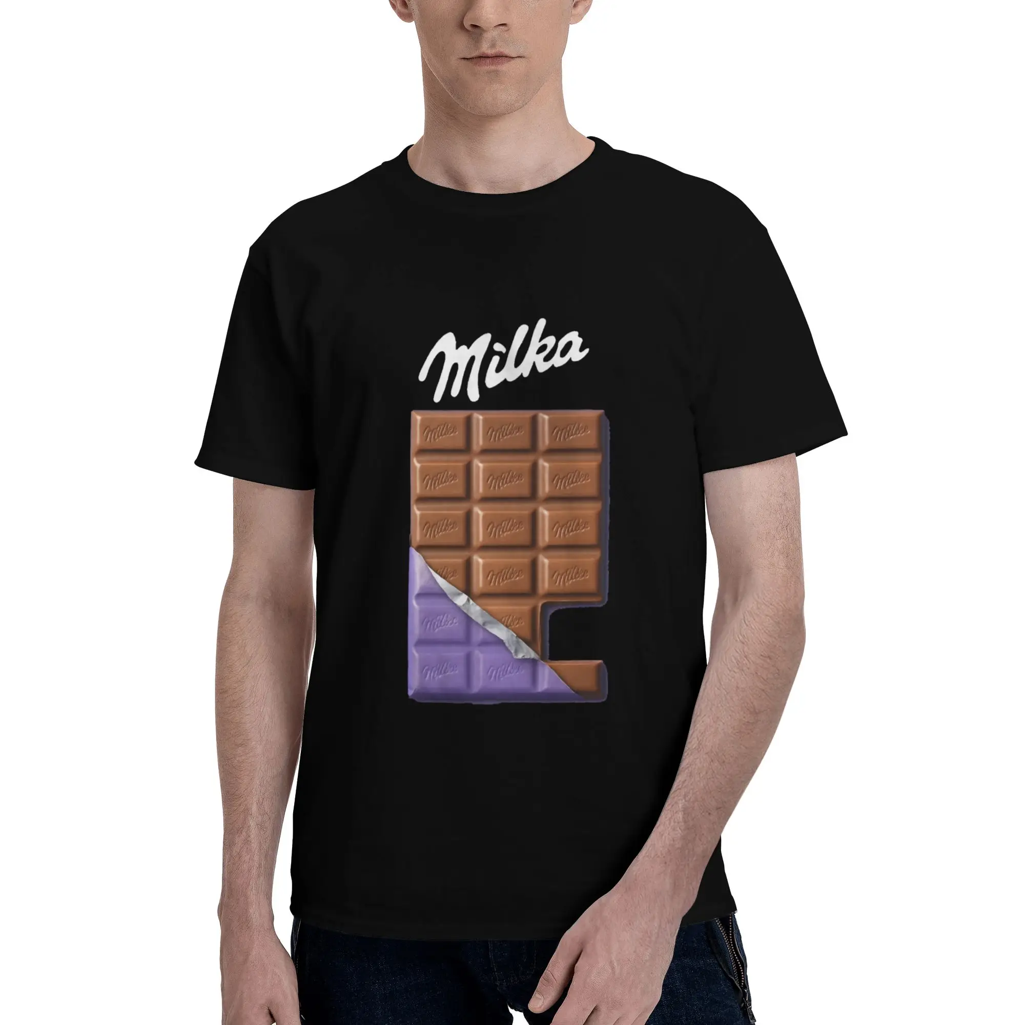 1 Piece European Chocolate Funny 100% Cotton T-Shirt Alpine Milk Tees Tops For Men
