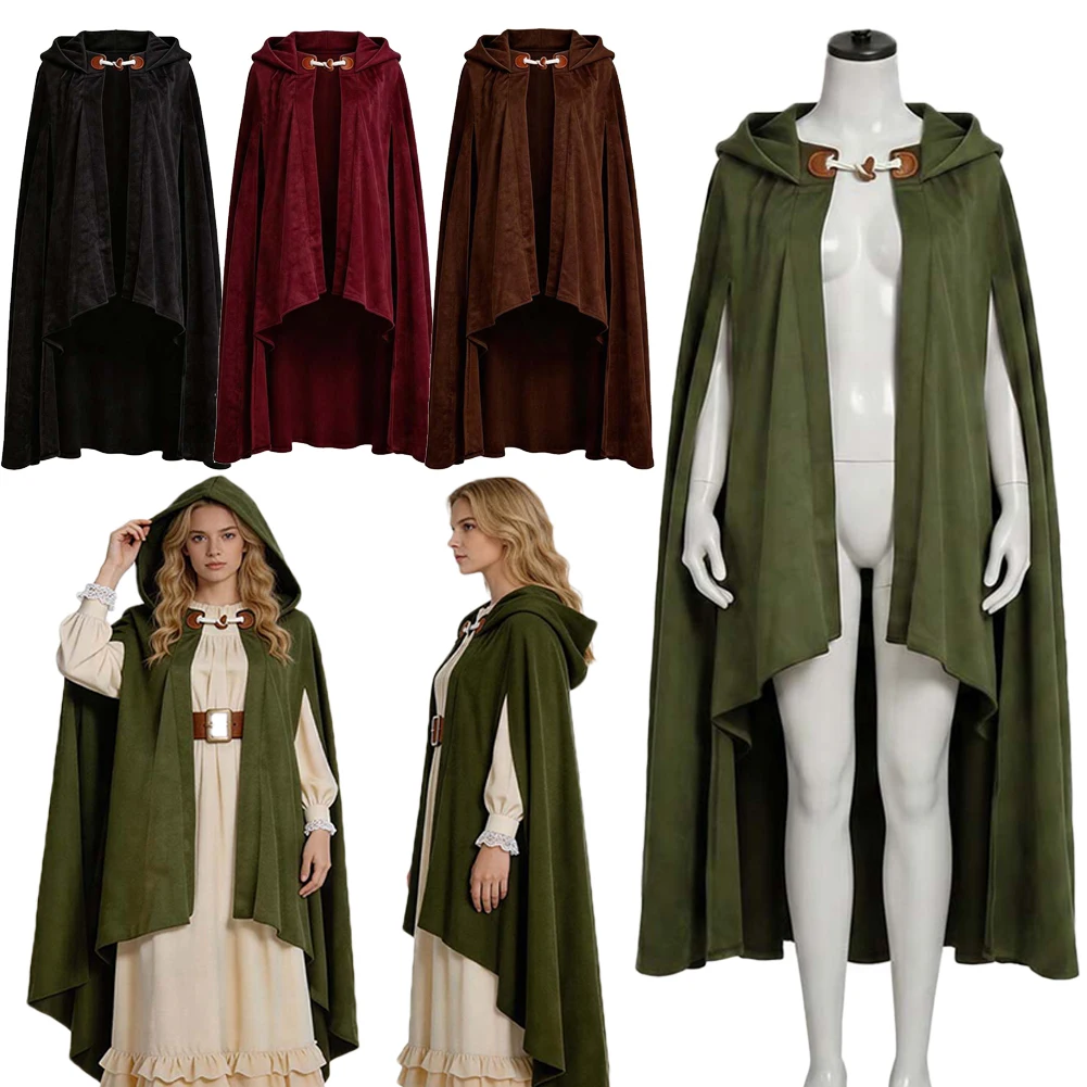 Capa de Fantasía de Gamuza para Cosplay de Guerrero Caballero Medieval Elfo, Disfraz de Mujer de El Señor de los Anillos, Accesorios de Disfraz, Capa de Halloween