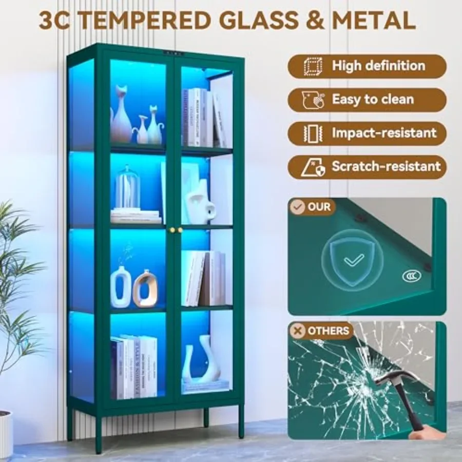 66 Glass Display Cabinet with 8-Color LED for Plants: Indoor Use, Tempered Glass, Clear, Adjustable Lighting Ventilation - view 5