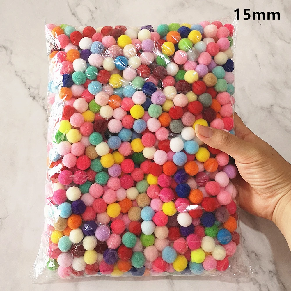 1000pcs 15mm Fluffy Soft Pompom Plush Pom Poms Ball Pompones Handmade Sewing Craft Wedding Decor About 1000 Per Pack