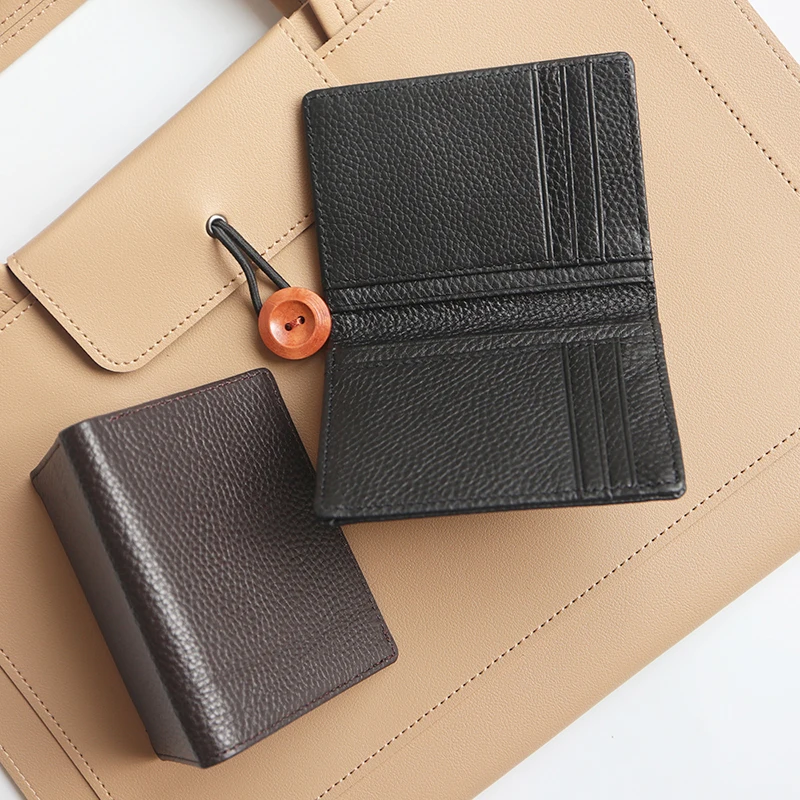 Porte-cartes en cuir véritable pour hommes, nom personnalisé, grande capacité, portefeuille d'affaires, mince, luxe, vintage, sac à cartes avec initiales gravées