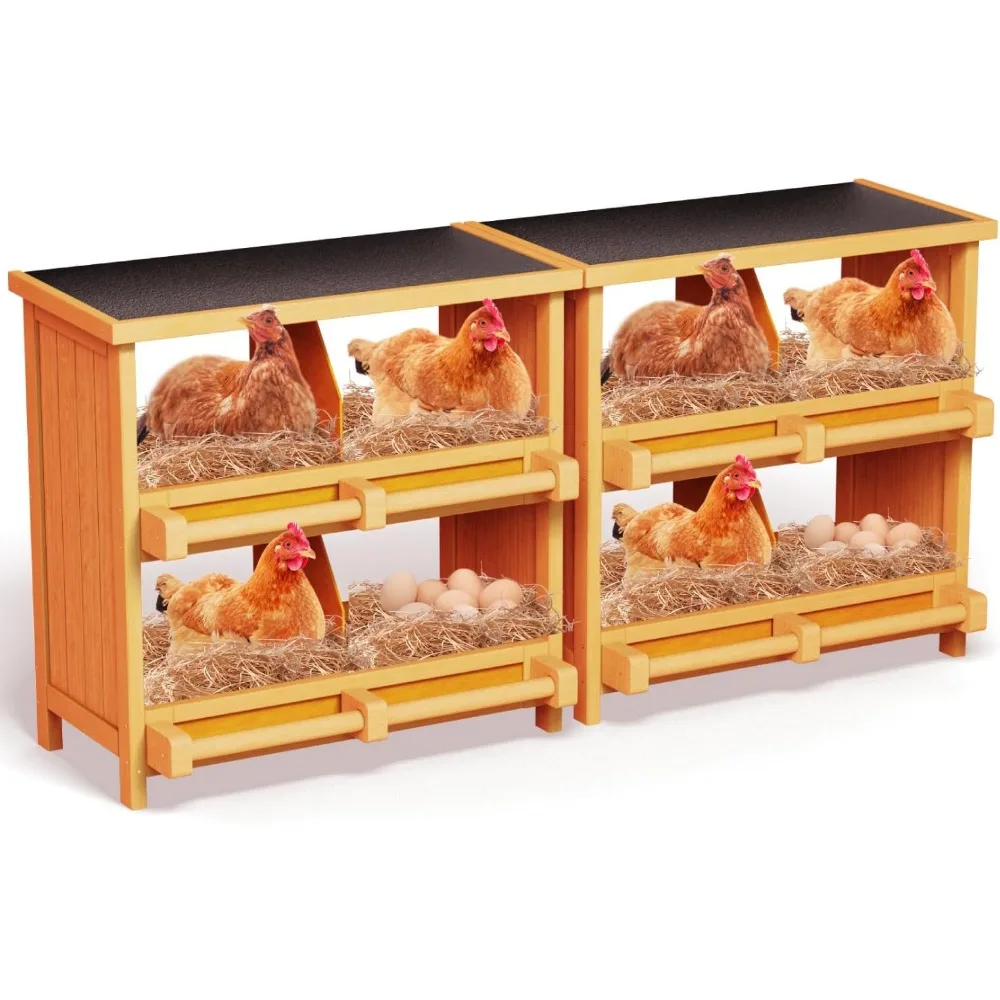 

Chicken Nesting Boxes,8 Compartments Wooden Nesting Boxes for Chickens,Laying Boxes for Hens Ducks Poultry Protect Eggs