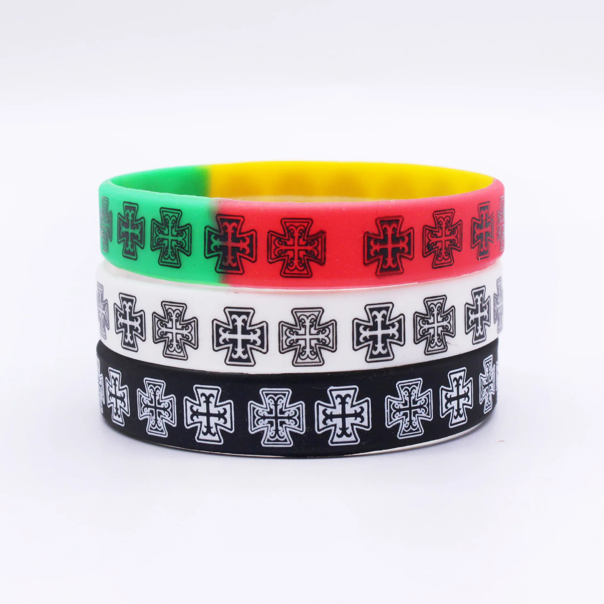 1PC New Cross Silicone Wristbands Sports Simle Religious Rubber Bracelets&Bangles Women Men Gifts Fashion Style Jewelry SH128