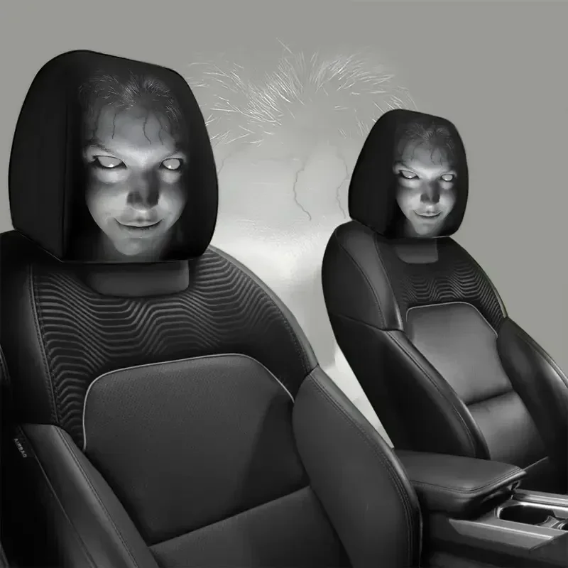 2Pcs Halloween Horror Face Printing Car Headrest Covers Universal Elastic Car Seat Headrest Cover