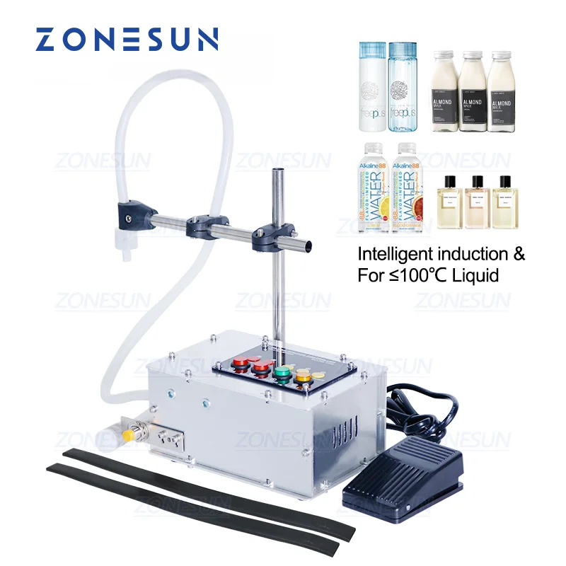 ZONESUN Liquid Filling Machine Intelligent Induction Small Liquid High-precision Heat-resistant Semi Automatic Filler Juice Milk