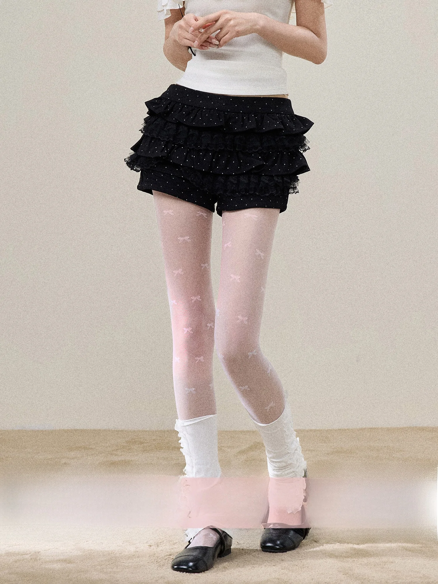 

BBT Sweety Lace Polka Dot Short Skirt Women's Summer New Pear Body Shape Hip Covering Cake Skirt Soft Comfortable Inner