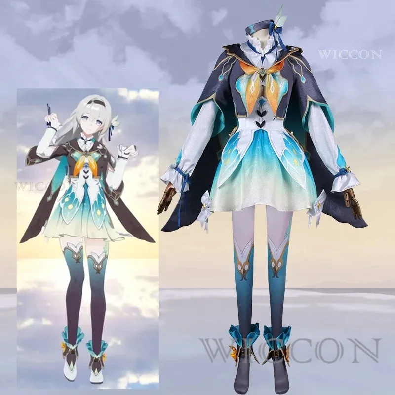 게임 혼카이: 스타 레일 파이어플라이 코스프레 의상 여성 소녀 귀여운 코스튬 의상 가발 포함 파티복 파이어플라이 의상 풀세트 선물