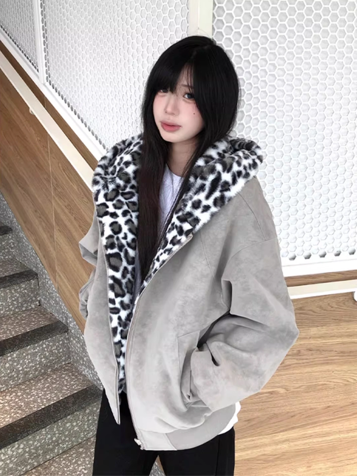 

American Sle Thiened Winter Cotton Jaet with Hood PU Leather Men's Coat Warm Casual Outerwear for Youth And Teens