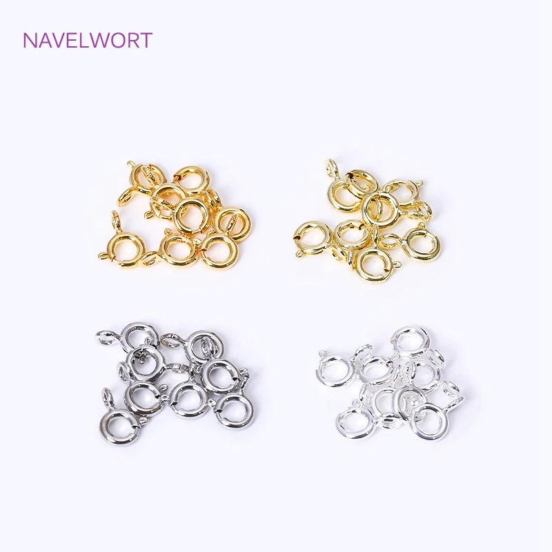 Wholesale 5/5.5/6/7mm 18K Gold Plated Brass Round Claw Spring Clasp For Bracelet,Clasp For Jewelry Making,DIY Jewelry Material