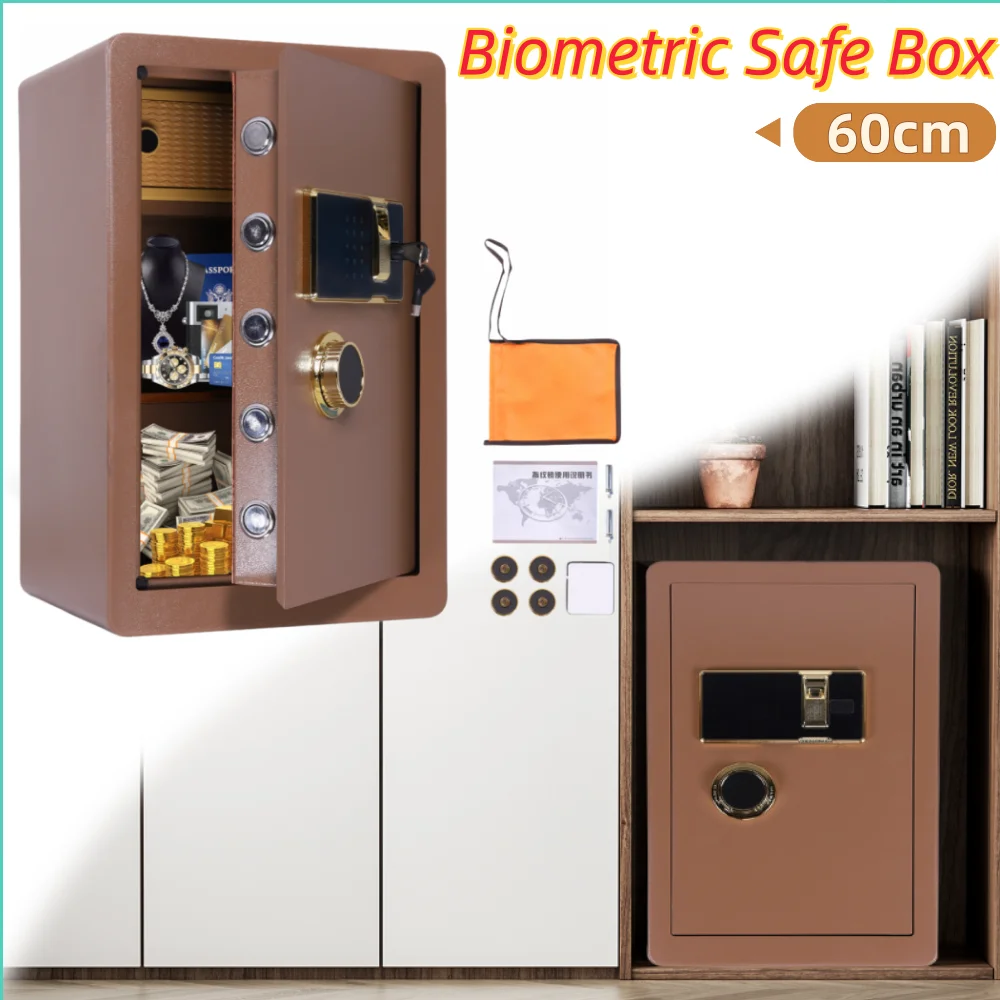 

2.75inch Biometric Safe Box Smart Alert and Mute Mode Digital Home Security Safe Box 60cm for Money Gun Jewelry Document Home Ca