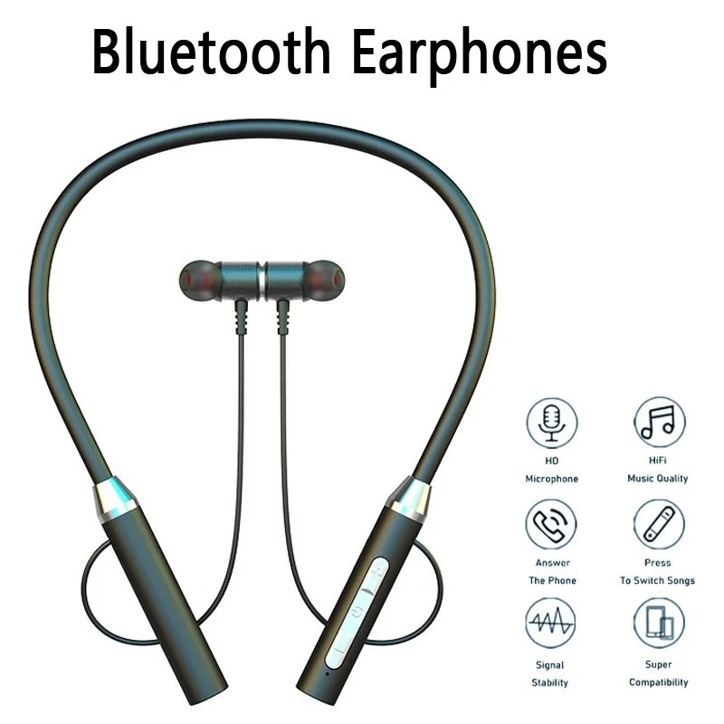 

Беспроводные Bluetooth-наушники 9D с шейным ремешком, игровые стереонаушники для спорта, водонепроницаемые магнитные наушники-вкладыши с микрофоном