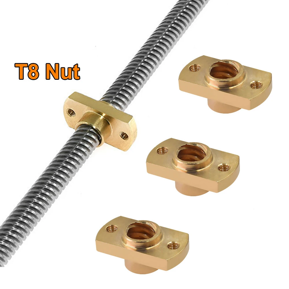 T8 Nut H Flange Copper Nut For T8 Lead Screw Pitch 2mm Lead 8mm for T8 Screw Trapezoidal Screw 3D Printer Accessories