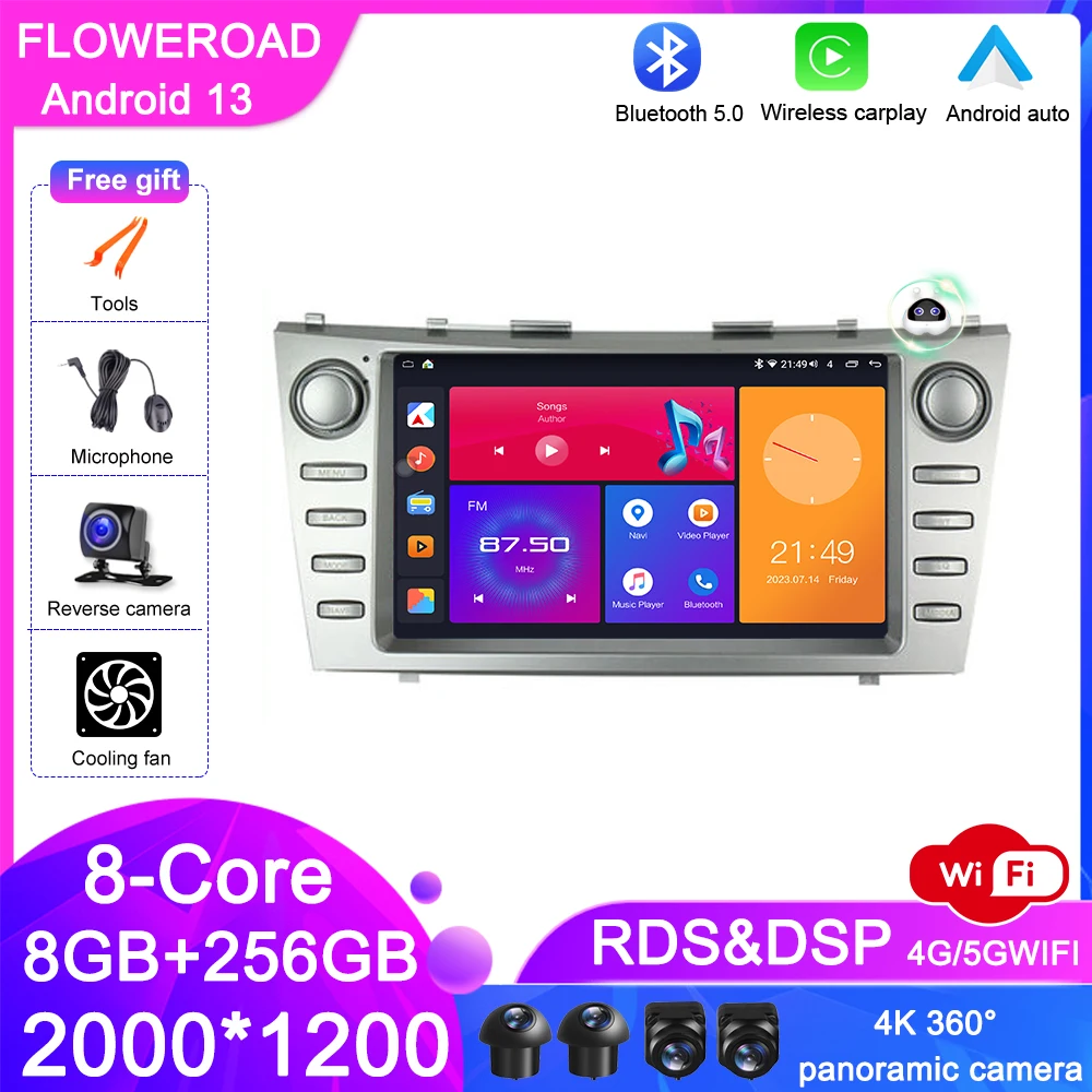 

Car Radio Multimedia Player Android 13 For Toyota Camry 2006 2007 2008 2009 2010 2011 Video Navigation GPS DSP Carplay Auto 2DIN