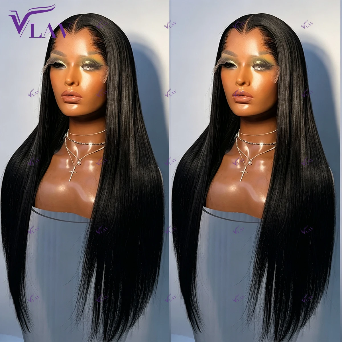 100% Human Hair Pre Plucked M-Shaped Hairline Straight Glueless Wigs Lagos Hairline 13x6 HD Lace Front Wig Wear And Go For Women