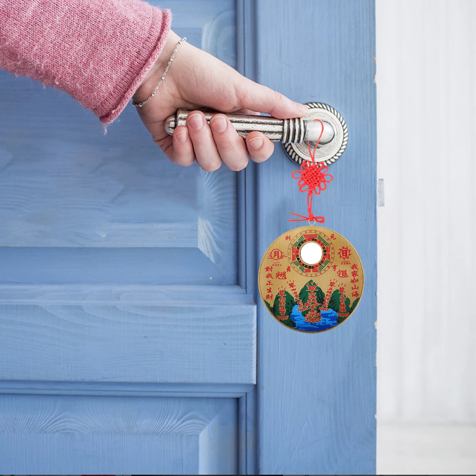 

Copper Round Bagua Mirror Feng Shui Home Decor Neutral Car Decor Chinese New Year Hanging nament Traditional Brass