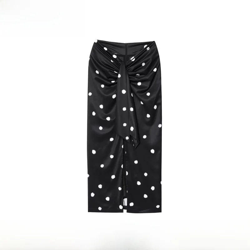 Fashionable Polka Dot Midi Skirt Women's New Arrival Spring Summer Versatile Straight Cut Slim Fit Polyester Fiber Printed