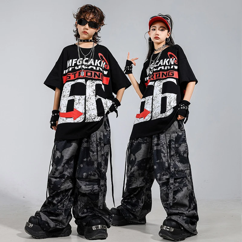 

Одежда для танцев в стиле хип-хоп, наряд для выступлений для мальчиков, черный топ, футболка, брюки-ташины, детская одежда для уличных танцев, сценическая одежда, джазовая одежда VDL4063