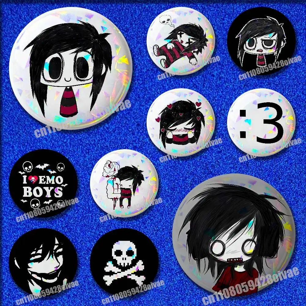 For I Love Emo Boys Icon Pins Insignia Badge Cover Ornament 75mm Cosplay Brooch Button Emblem Round PIN