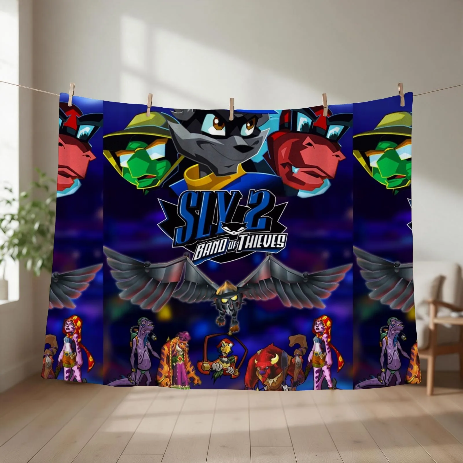 Sly 2 Band of Thieves Klaww Gang Throw Blanket couch cozy soft plush fuzzy picnic outdoor blanket