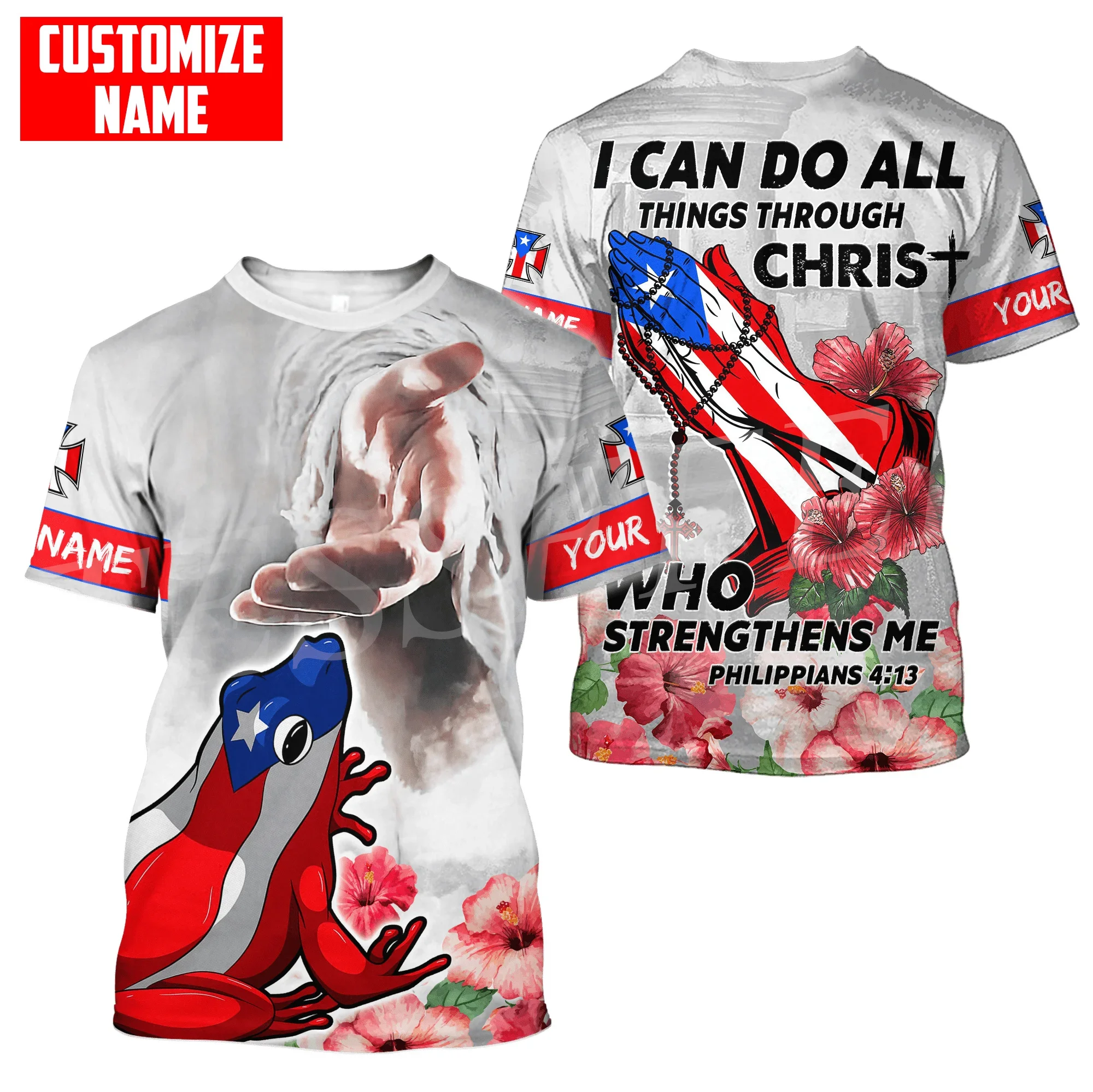 Camiseta de manga corta con nombre personalizado, ropa de calle informal con estampado 3D de Puerto Rico Boricua Taino, Mar caribeño, Verano