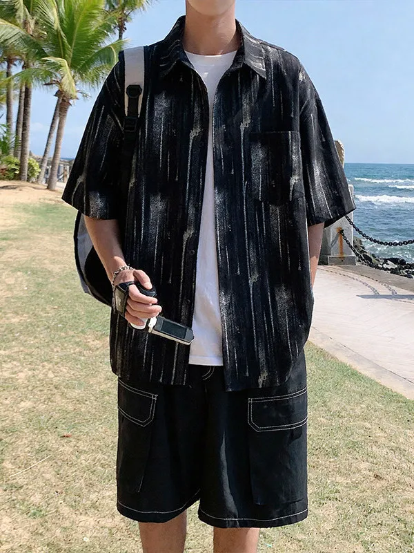 

Летняя повседневная свободная мужская футболка из ледяного шелка с эффектом окрашивания, дышащая, охлаждающая, для пляжа, из полиэфирного волокна