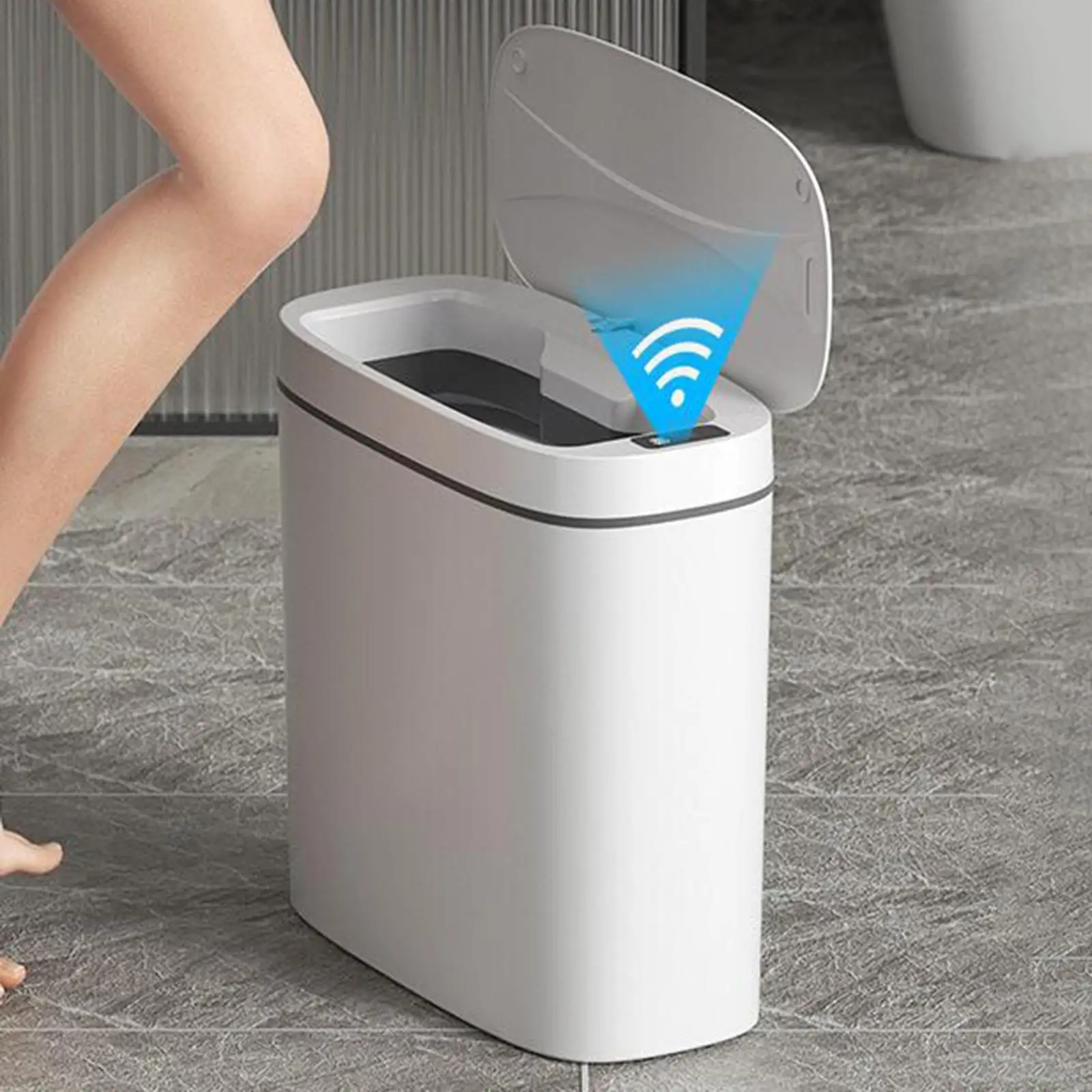 

Smart Trash Can Waste Basket 14L Automatic Household Dustbin Narrow Seam