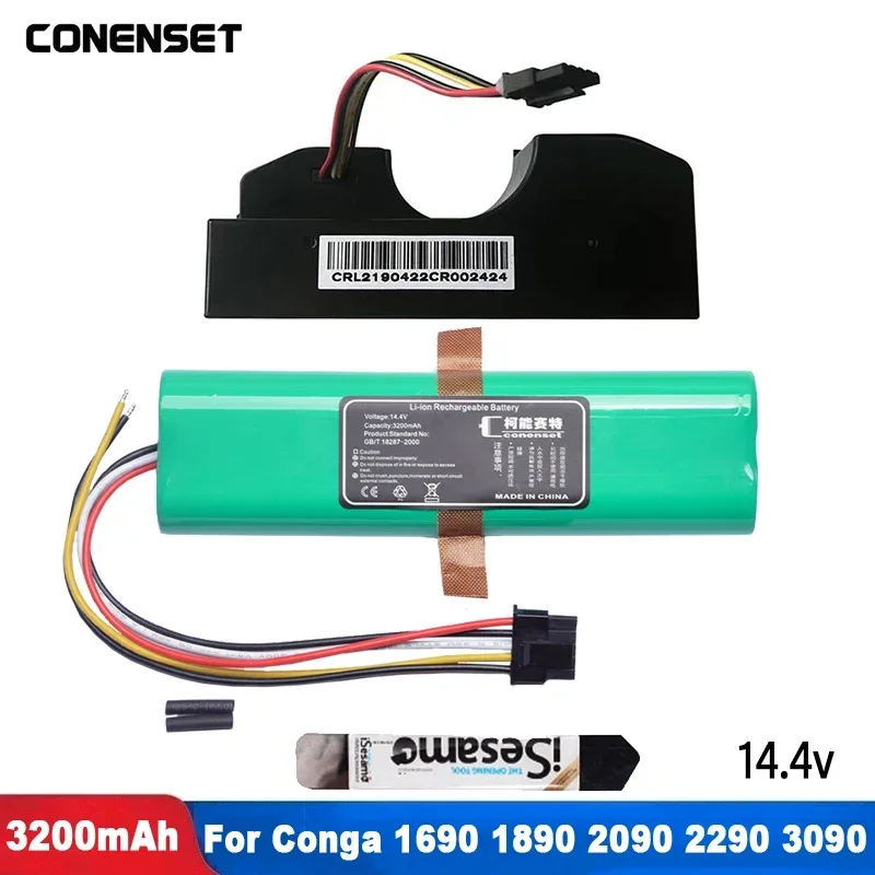 14.4 فولت 3200 مللي أمبير استبدال البطارية ل CONGA 3090 3091 3092 1690 1890 2090 2290 جهاز آلي لتنظيف الأتربة اكسسوارات أجزاء
