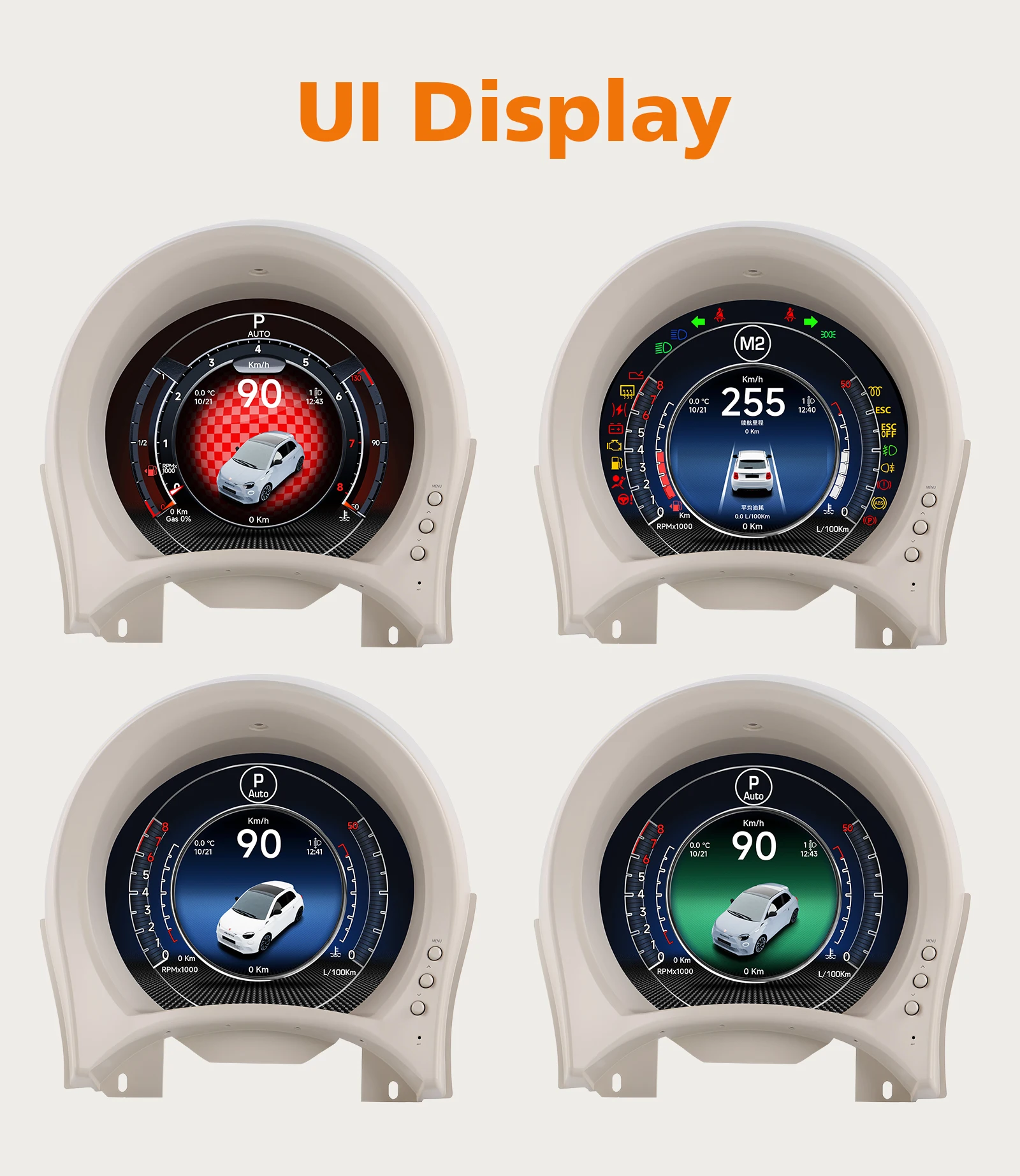 7-Zoll-Digitalinstrumentenanzeige für Fiat 500 2007 2008 2009 2010 2011 - 2024 Auto-LCD-Armaturenbrett Virtuelles Cockpit Tachometer – Detail 6