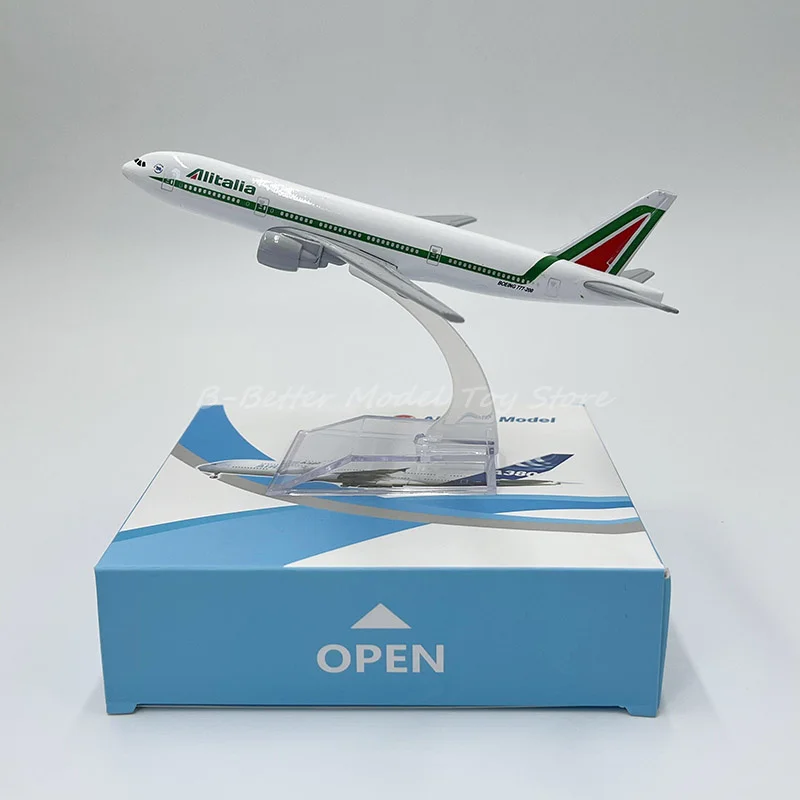 1:400 diecast metal modelo avião brinquedo 16 cm alitalia airlines boeing 777-200 réplica para coleção