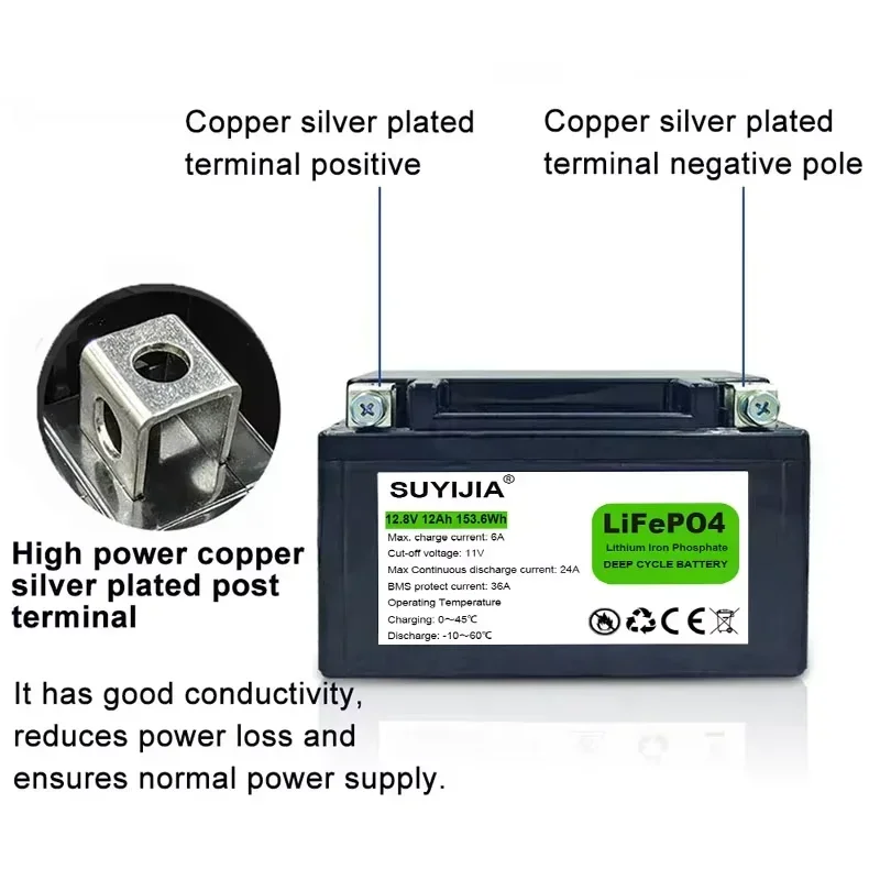 12.8V LiFePO4 CCA 12Ah 300A Motorcycle Motor Starter Battery BMS 12V Lithium Phosphate Motorcycle Uninterruptible Power Supply