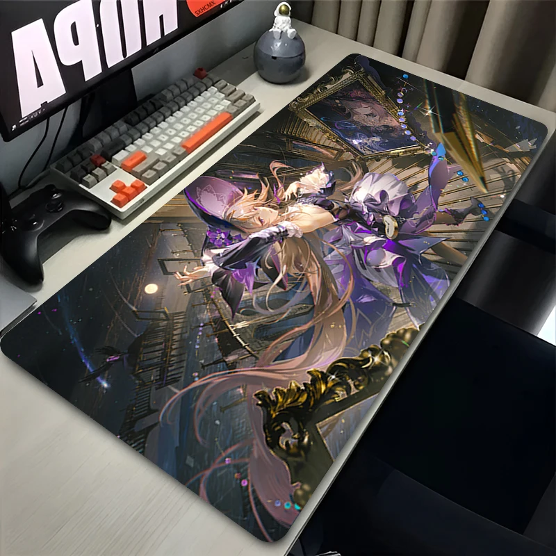 Mouse Pad Gaming Honkai Star Rail Desk Pad Kawaii Herta Computer Gaming Accessories Stitch Edge Natural Rubber Keyboard Mat