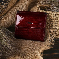 Annmouler Luxury Wallets for Women 100% Genuine Leather Card Holders Alligator Coin Purse Quality Leather Short Money Clip