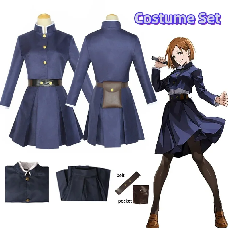 Anime Jujutsu Kaisen Cosplay Costume Kugisaki Nobara Tatoo Girls Women Dress Uniform Full Set