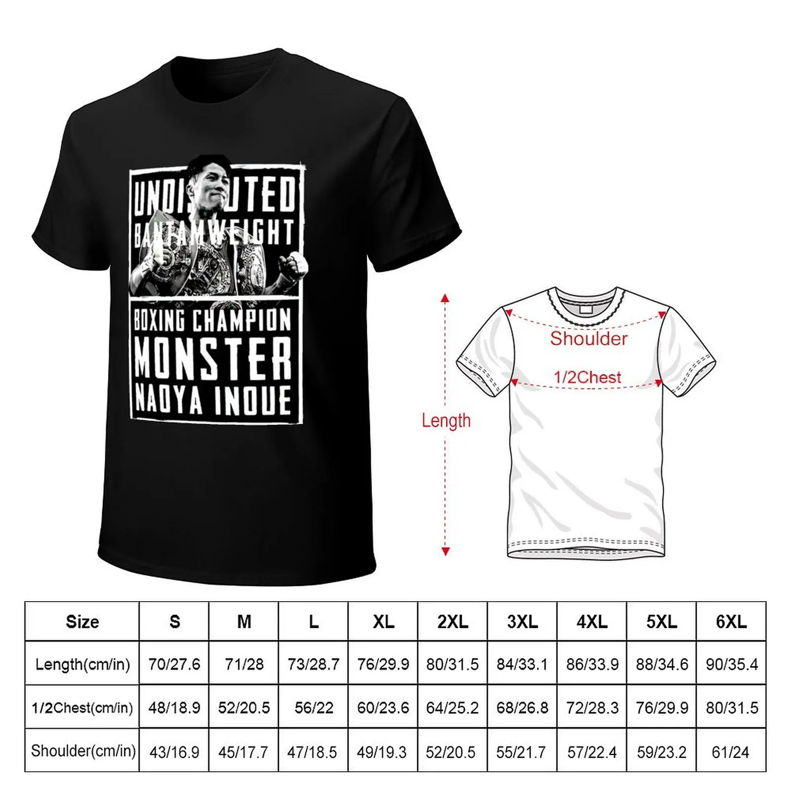 naoya inoue black T-Shirt Summer Print Short Sleeve Tee