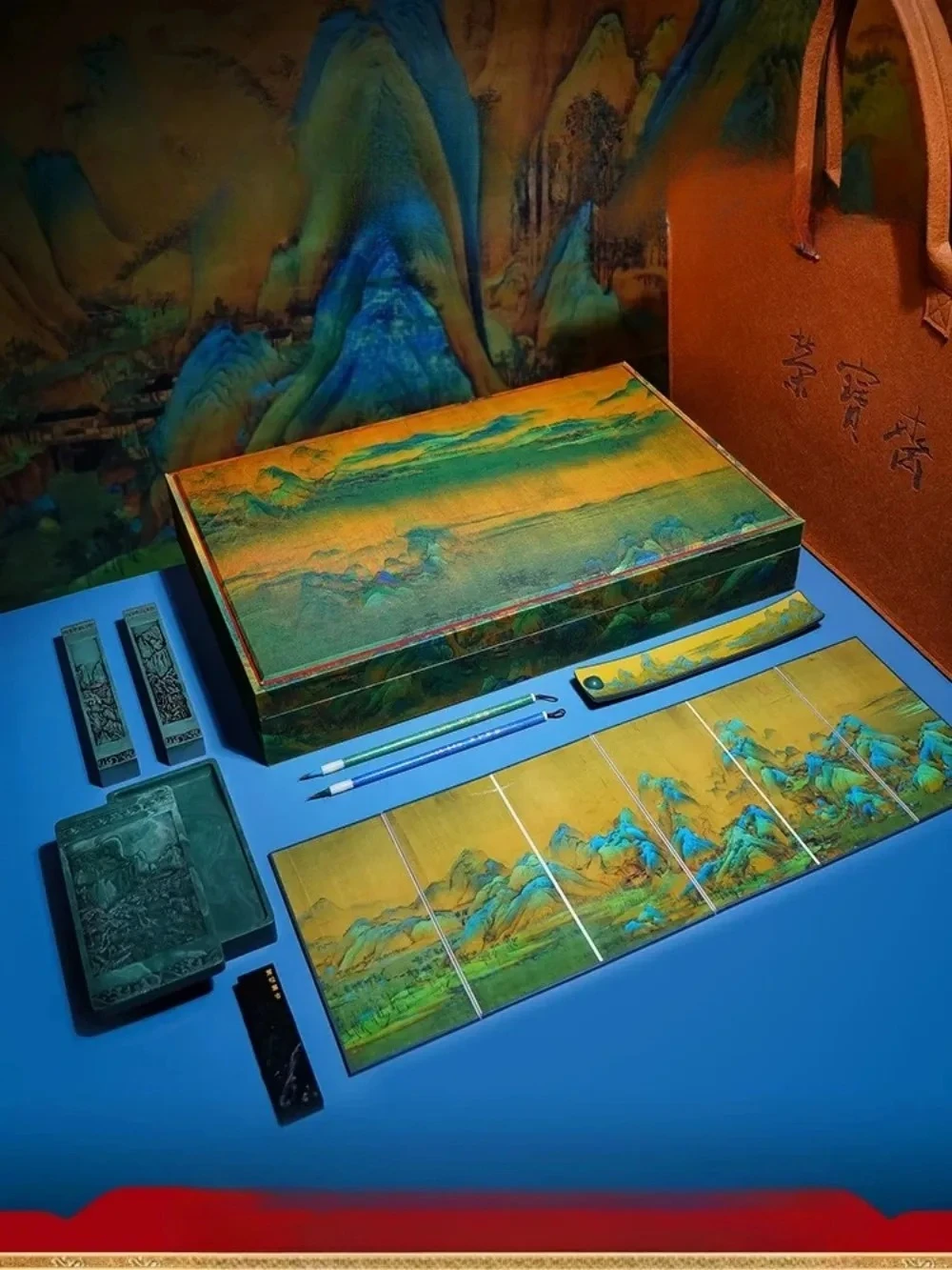 Factory direct sales 2026 Jiangshan Qianli study, four treasure sets, calligraphy, inkstone pen ink ingot, pen ink paper ink
